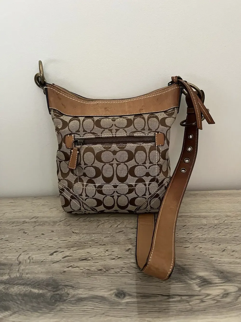 Coach Vintage Y2K F061-10402 Signature Jacquard Monogram Crossbody Bag